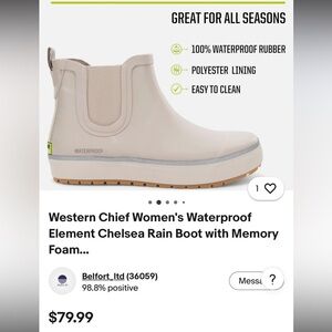 Western Chief Women's Chelsea Rain Boot - Cream